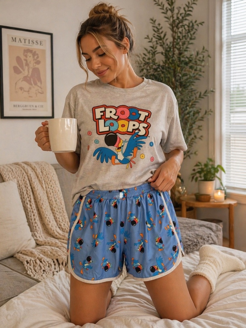 Kellogg’s Froot Loops Pajama Set Medium Toucan Sam 2 Piece Cute Comfy